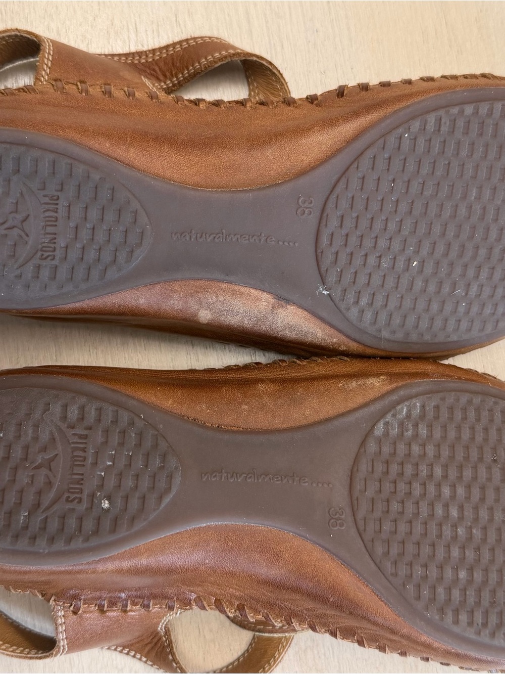 PIKOLINOS Yellow and Brown Leather Floral Cutout Slingback Sandals - Picture 9 of 9